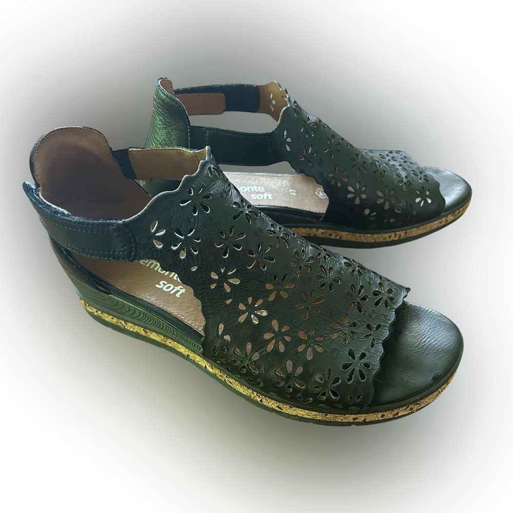 EUC Remonte Soft Black Floral Cutout Sandals